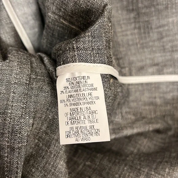 NEW Theory Minou T Linen Blend Blazer, Sharkskin Crunch, Black and Ivory